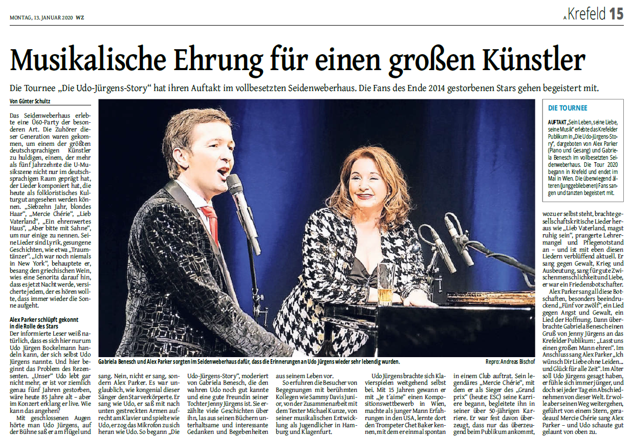 Kritik Udo Jürgens Story Westdeutsche Zeitung Krefeld
